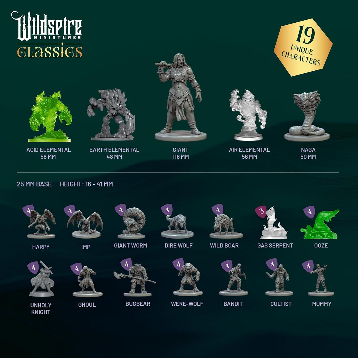 Encuentros clásicos - Set de expansión I - 60 miniaturas icónicas DND a granel, monstruos sin pintar, miniaturas DND para juegos de mesa RPG, miniaturas D&D, figuritas de fantasía, miniaturas de