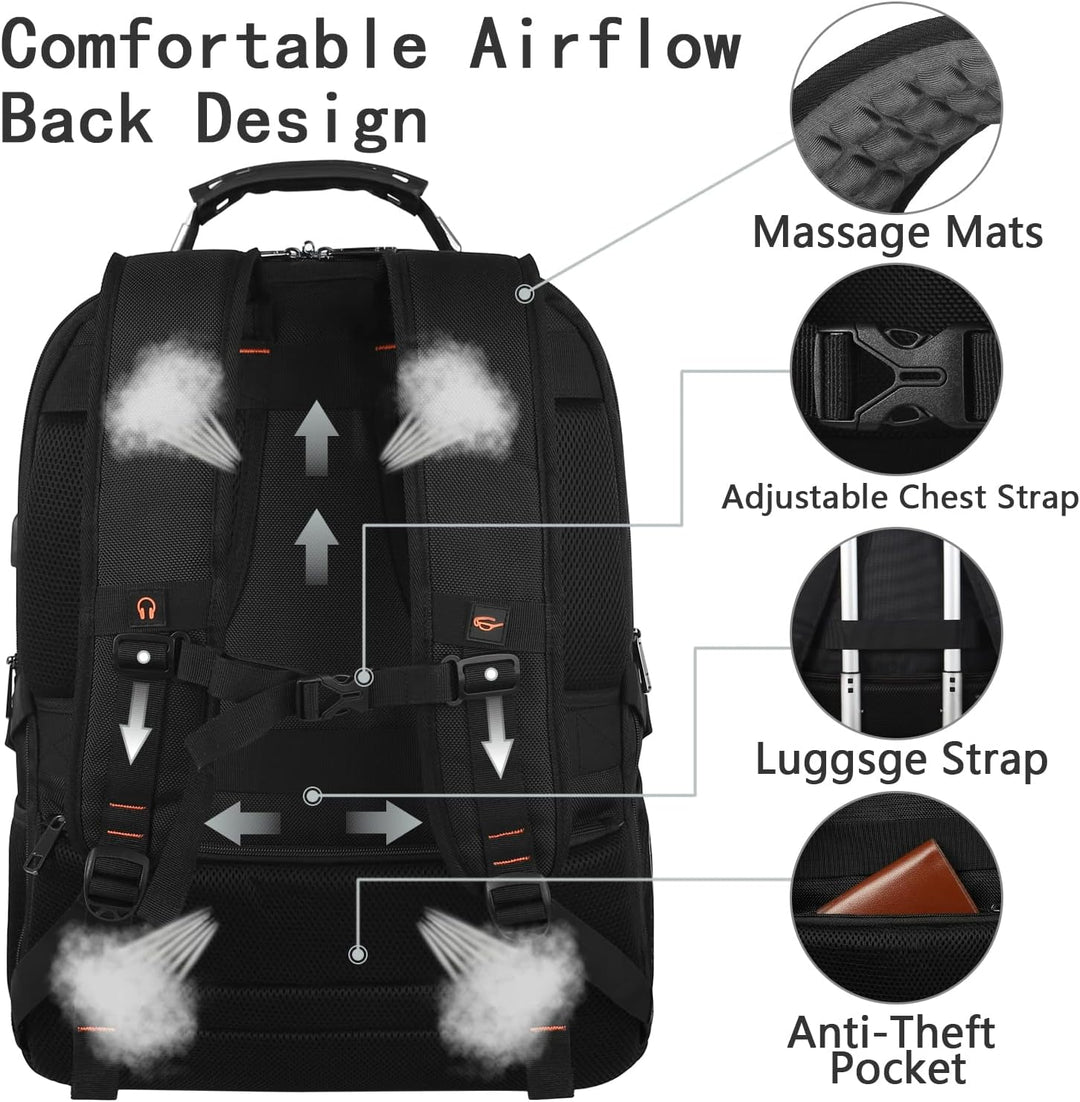 YALIXIAN Mochila para laptop de 18.4 pulgadas, mochila de viaje ext...