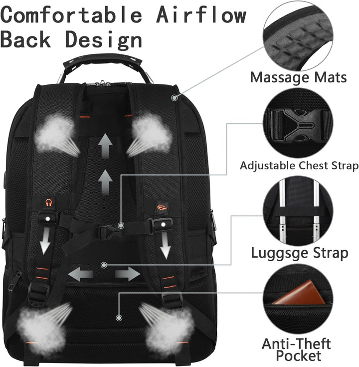 YALIXIAN Mochila para laptop de 18.4 pulgadas, mochila de viaje ext...