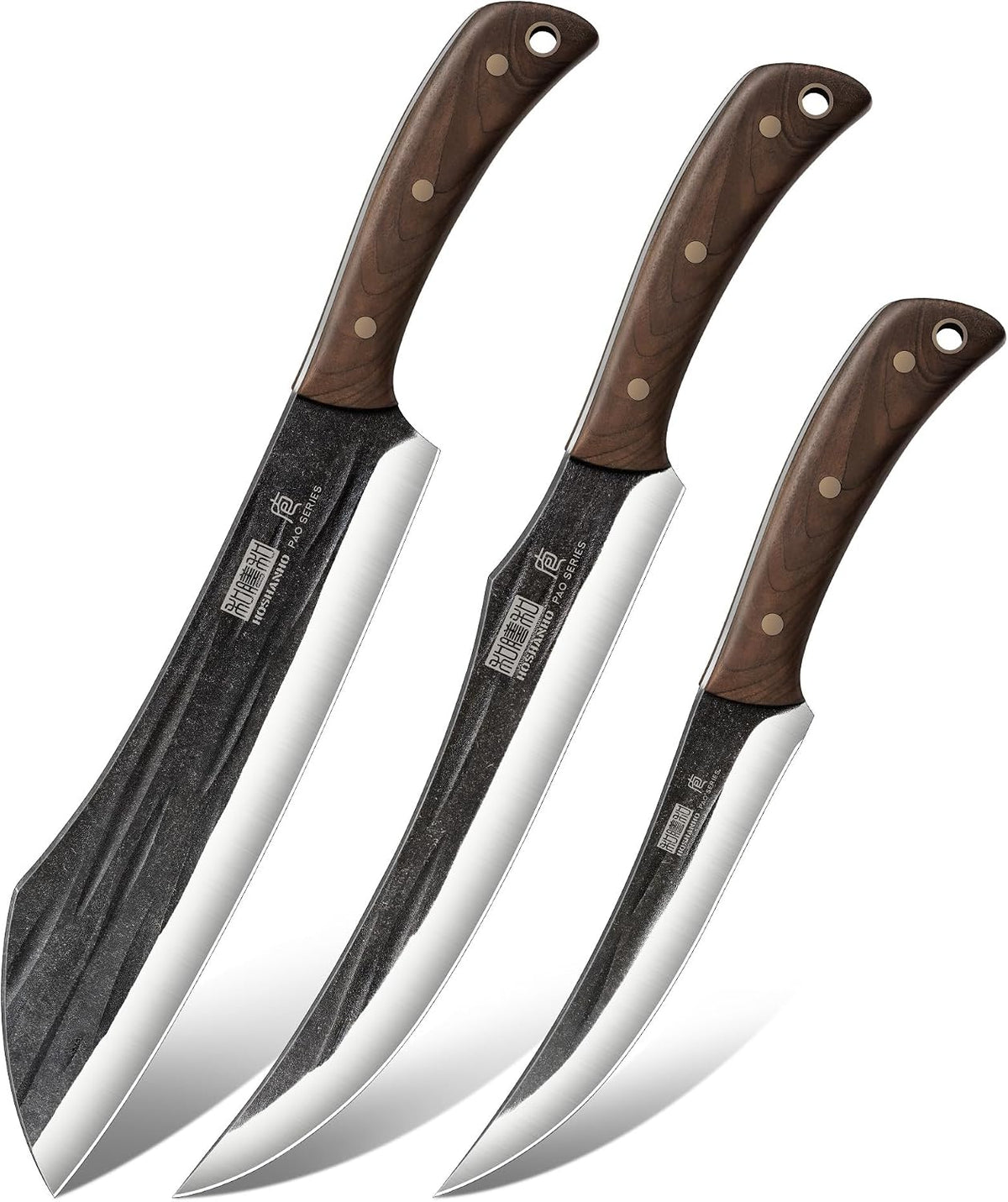 HOSHANHO Juego de cuchillos de carnicero, juego de 3 cuchillos de carne y