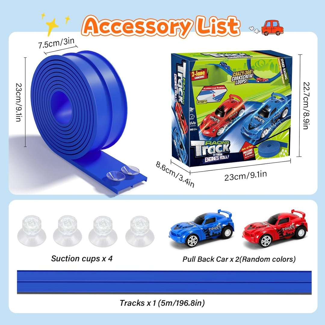 KETIEE Flex Tracks de 16 pies para niños: pista de rampa de carrera...