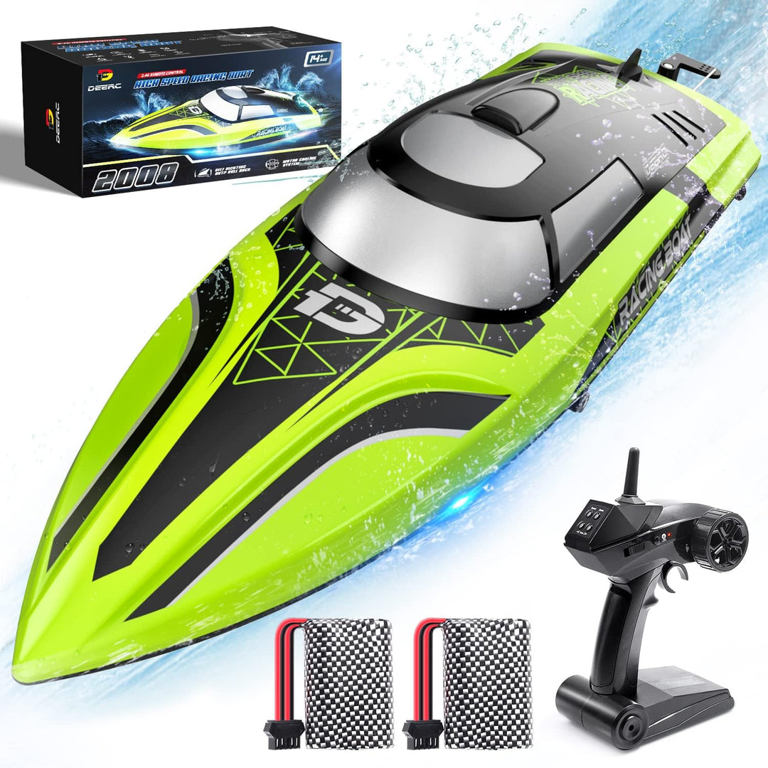 DEERC Barco RC con luz LED, más de 30 minutos, barco de control rem...