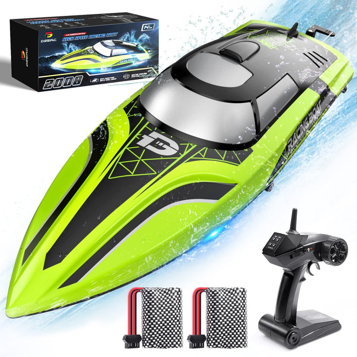 DEERC Barco RC con luz LED, más de 30 minutos, barco de control rem...