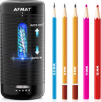 AFMAT PSC2 Sacapuntas eléctrico, sacapuntas totalmente automático, entrada y salida automática, sacapuntas manos libres recargables para lápices jumbo y de colores (0.23-0.47 pulgadas), portátil para