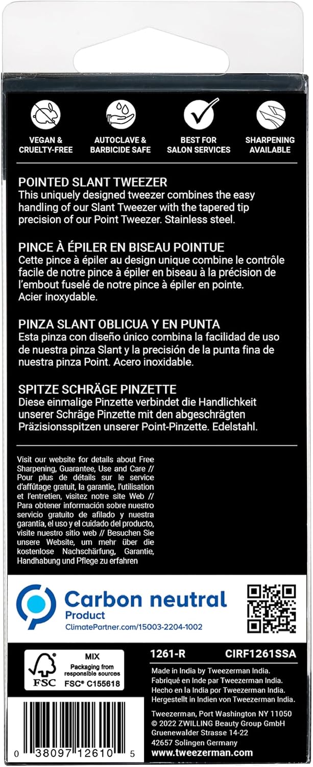 Tweezerman Pinzas de punta inclinada clásica inoxidable