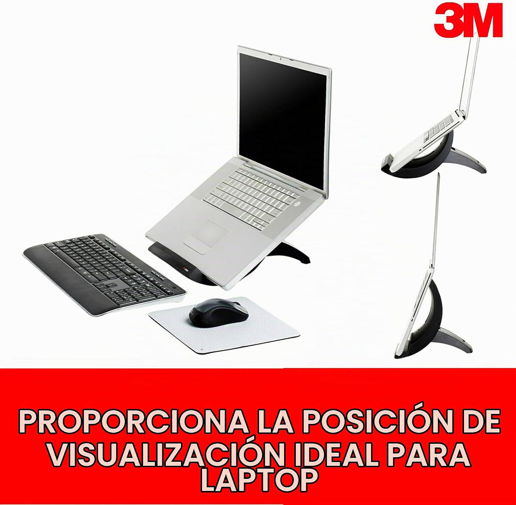 3M Elevador vertical para computadora portátil con gestión de cables, 9 x 12 x 6.5 pulgadas a 9.5 pulgadas, negro/gris carbón, soporta 20 libras
