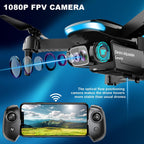 Oddire Dron con cámara – Drones 1080P para adultos con trayectoria de vuelo, control de gravedad, despegue/tierra de una tecla, giro 3D, dron plegable con vuelo estable, funda de transporte, 2