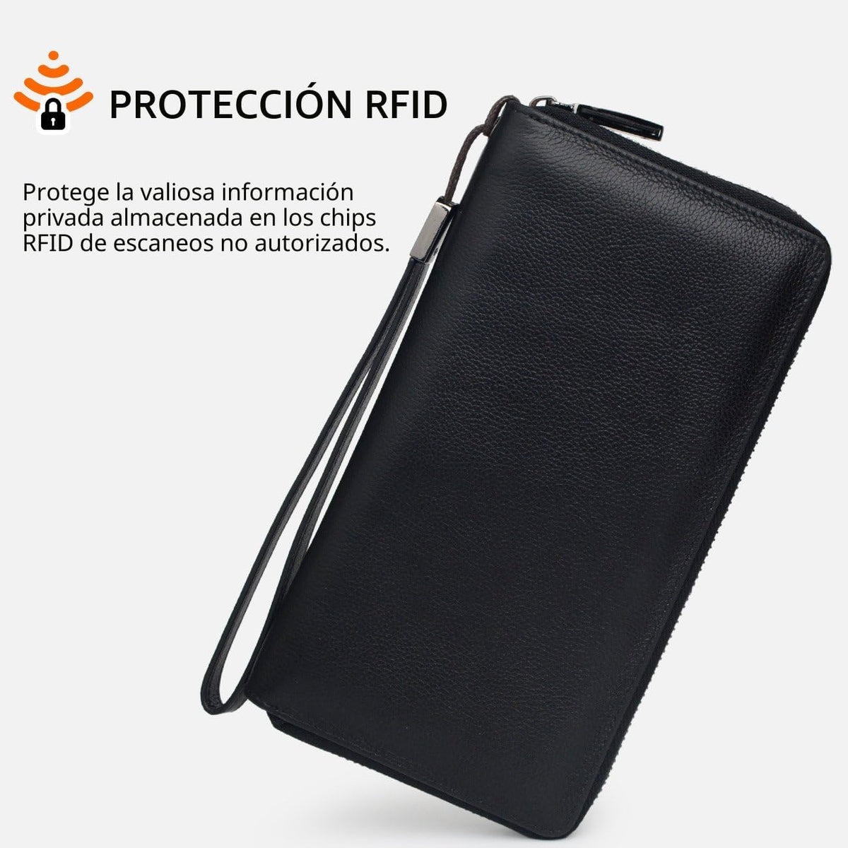Bveyzi Cartera de piel con bloqueo RFID para mujer, con cremallera alrededor del teléfono, embrague de gran capacidad, bolso de viaje para mujer
