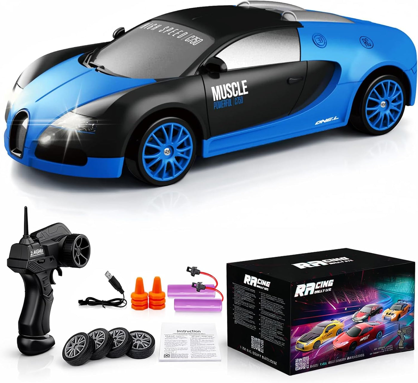 Auto de control remoto RC Drift Car 2.4GHz escala 1:24 4WD 15KM\/H...