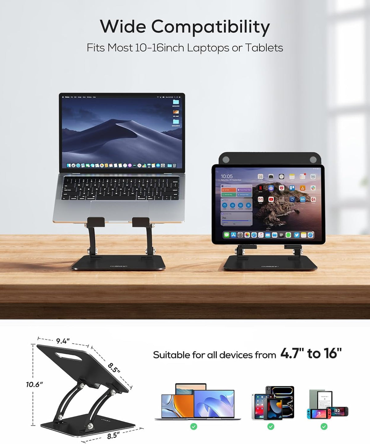 Nulaxy Soporte para portátil totalmente ajustable para escritorio,...