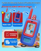 Paquete de 2 Walkie Talkies de video Spider Toys para niños con funda de