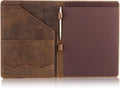 Portafolio de cuero organizador profesional Padfolio - Carpeta de currículum con bolígrafo de lujo, elegante folio de documentos para bloc de escritura tamaño carta con soporte para tarjetas de visita, carteras para hombres y mujeres MOONSTER®