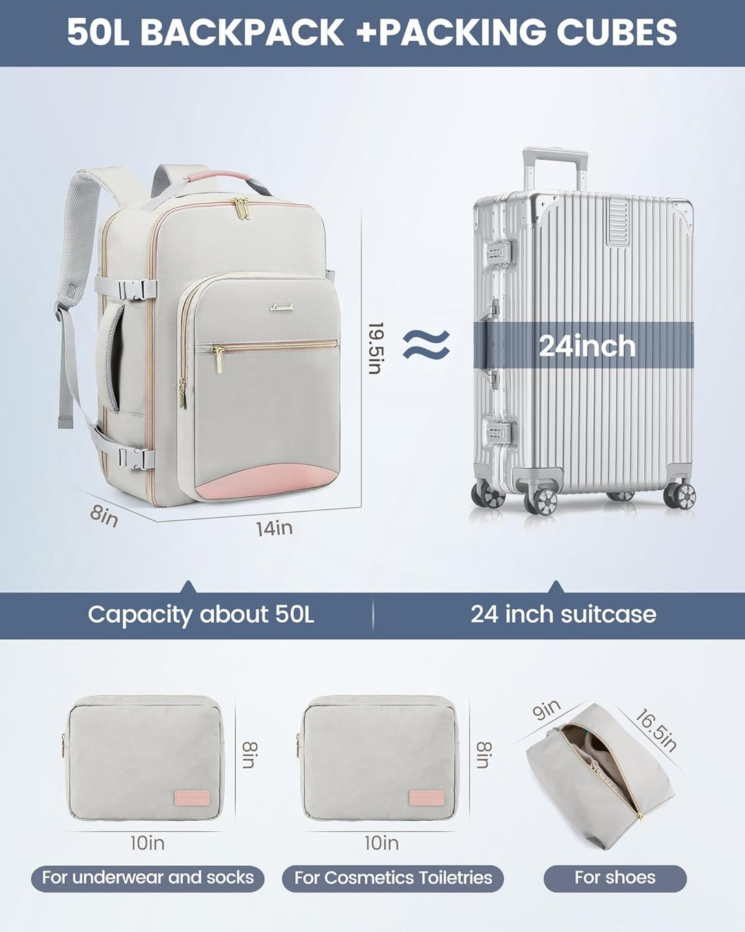 LOVEVOOK mochila de viaje, mochila de transporte, mochila de artícu...