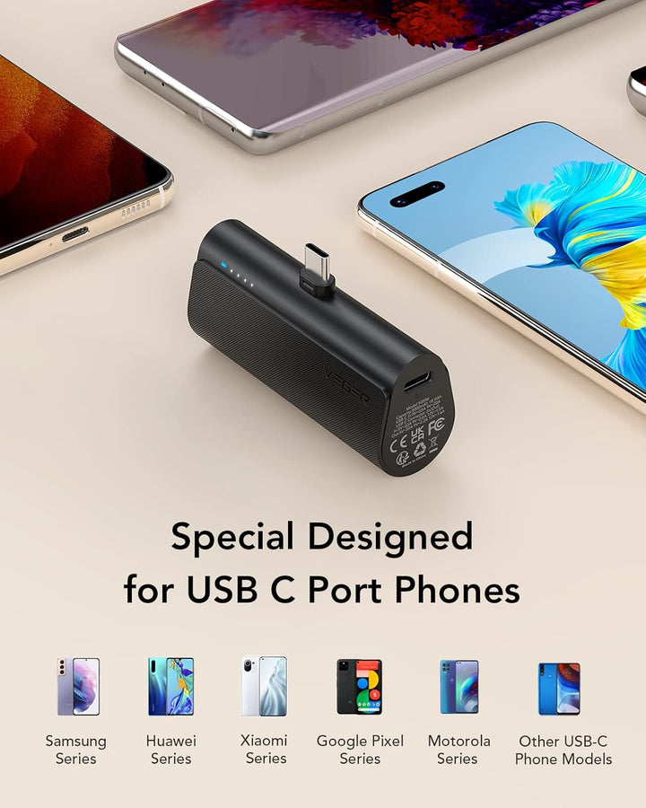 VEGER 2 paquetes de cargadores portátiles USB C pequeños, batería d...