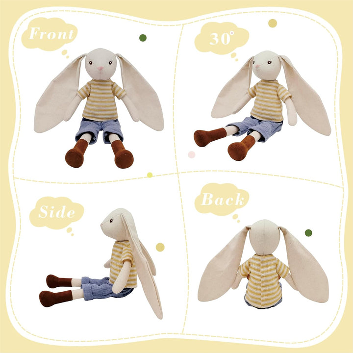 Mikee Fluffie Peluche de conejo de 15 pulgadas para bebé, muñeca de...