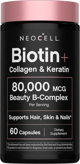 NeoCell Suplemento de queratina de colágeno de biotina | 80000mcg |...