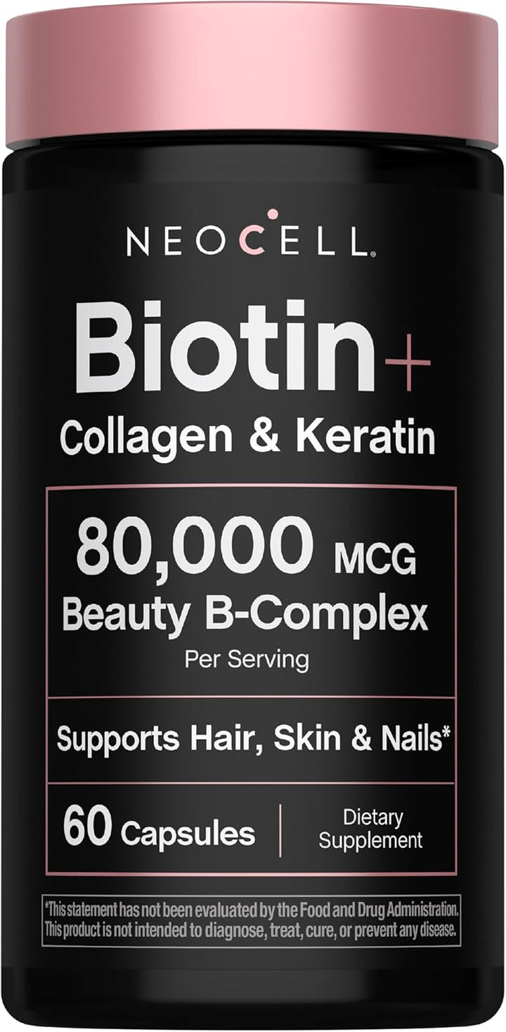 NeoCell Suplemento de queratina de colágeno de biotina | 80000mcg |...