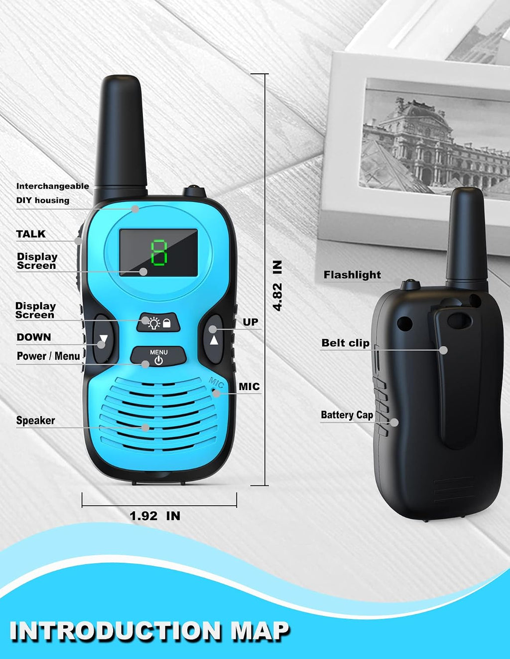 Walkie Talkies para Kids Rechargeable 4 Pack - Outdoor Hiking Camping Toys