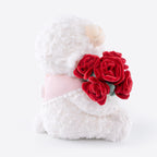 Peluche de cordero blanco de 11.4 pulgadas con ramo extraíble de rosas rojas, Oveja-Rosa Roja