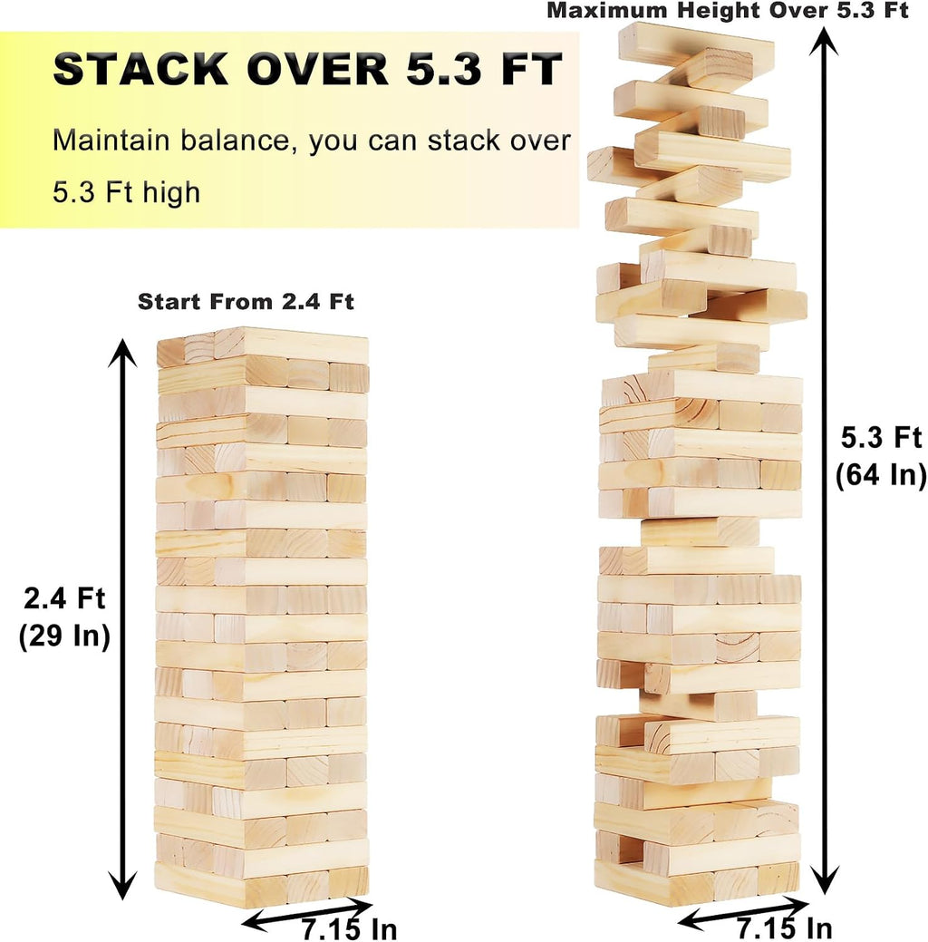 Torre gigante de hasta 5.3 pies - 60 piezas de juego de madera