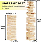 Torre gigante de hasta 5.3 pies - 60 piezas de juego de madera