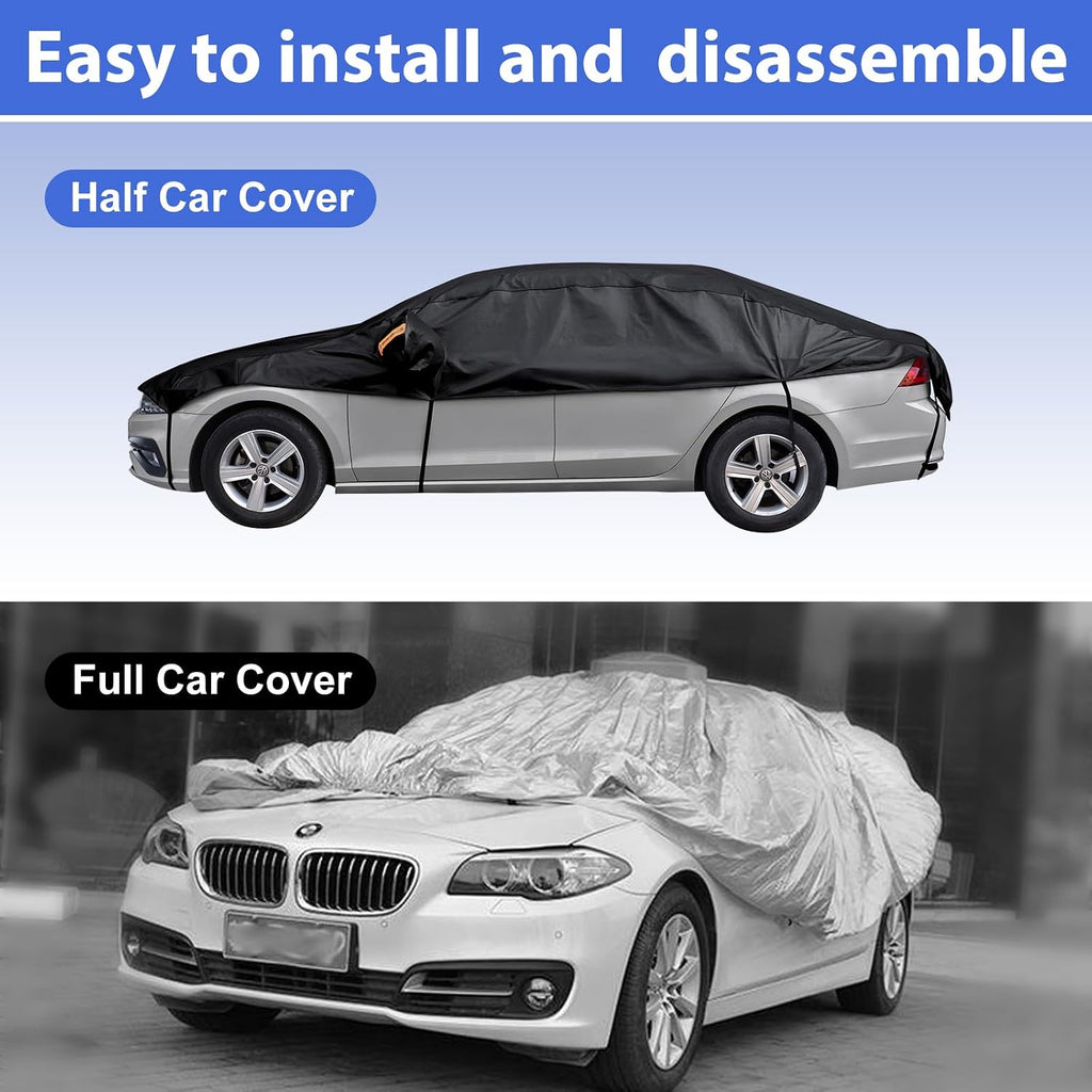 Cubierta de medio coche superior, cubierta protectora contra granizo con forro de algodón, cubierta para techo solar y parabrisas para hielo y nieve, cubierta para todo clima para el cuerpo del