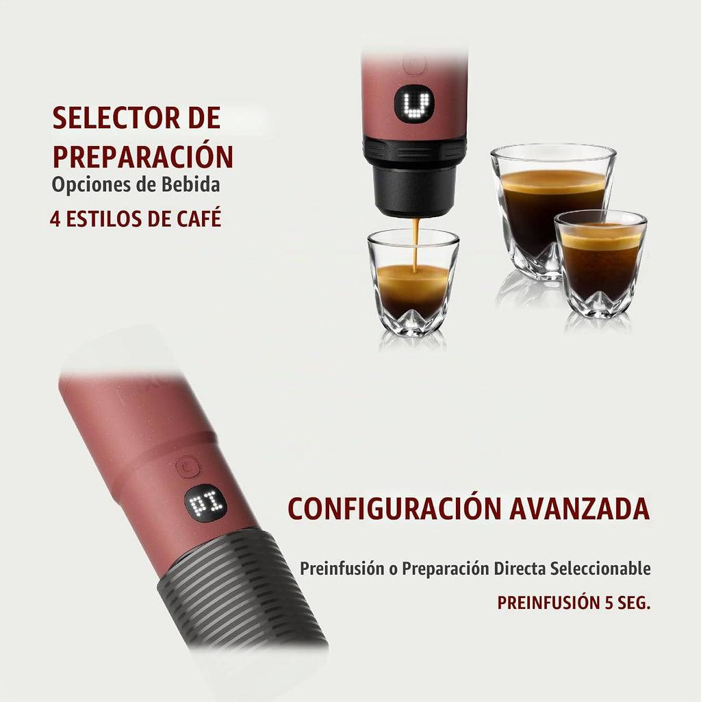 WACACO Pixapresso Máquina de café espresso eléctrica y portátil (rojo
