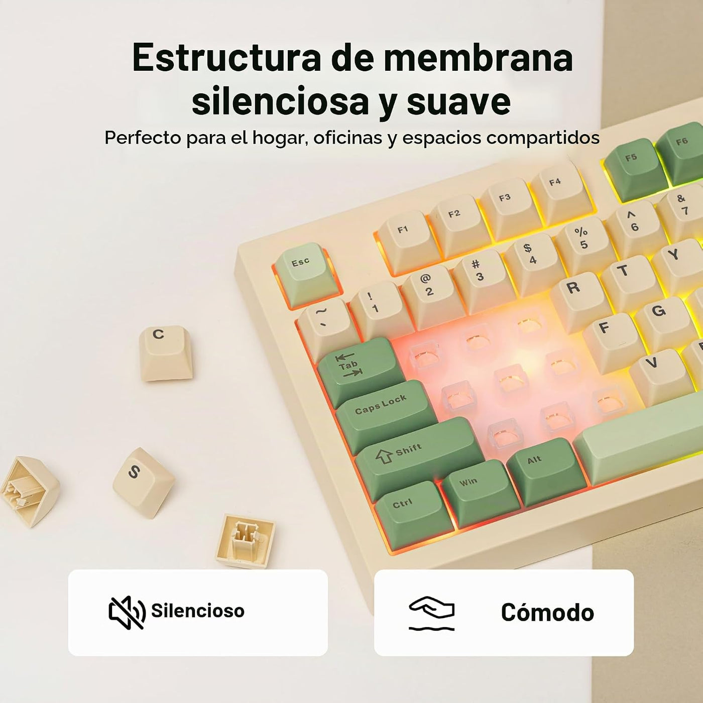 MechLands Aula S102 - Teclado de membrana para juegos con teclado n...