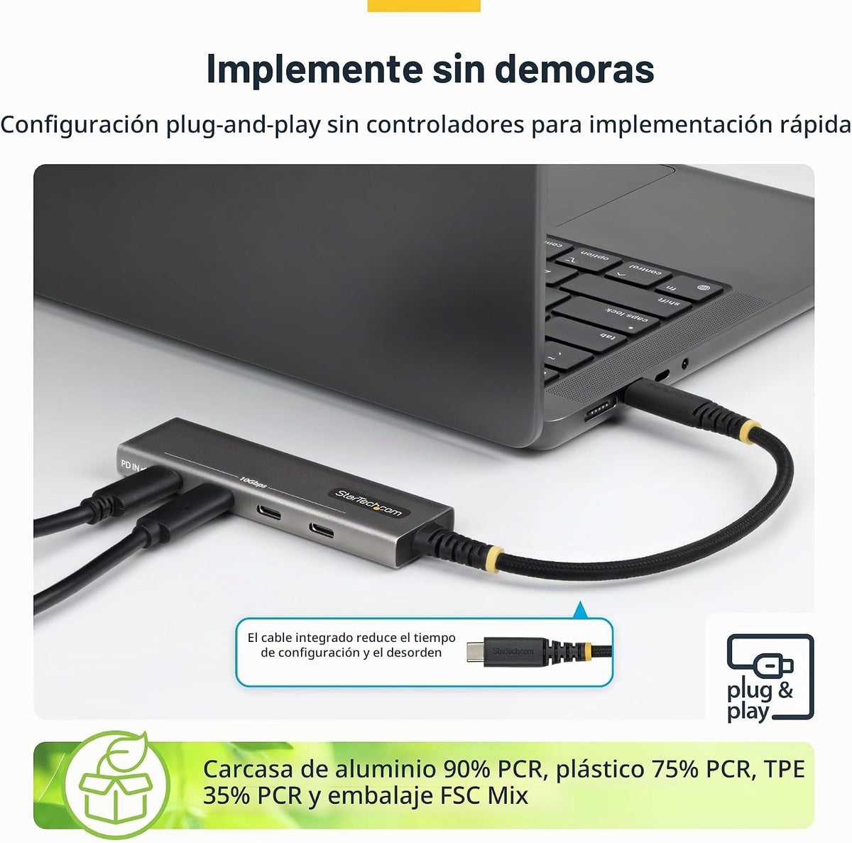 StarTech.com, 309B-USBC-HUB, hub USB de 4 puertos