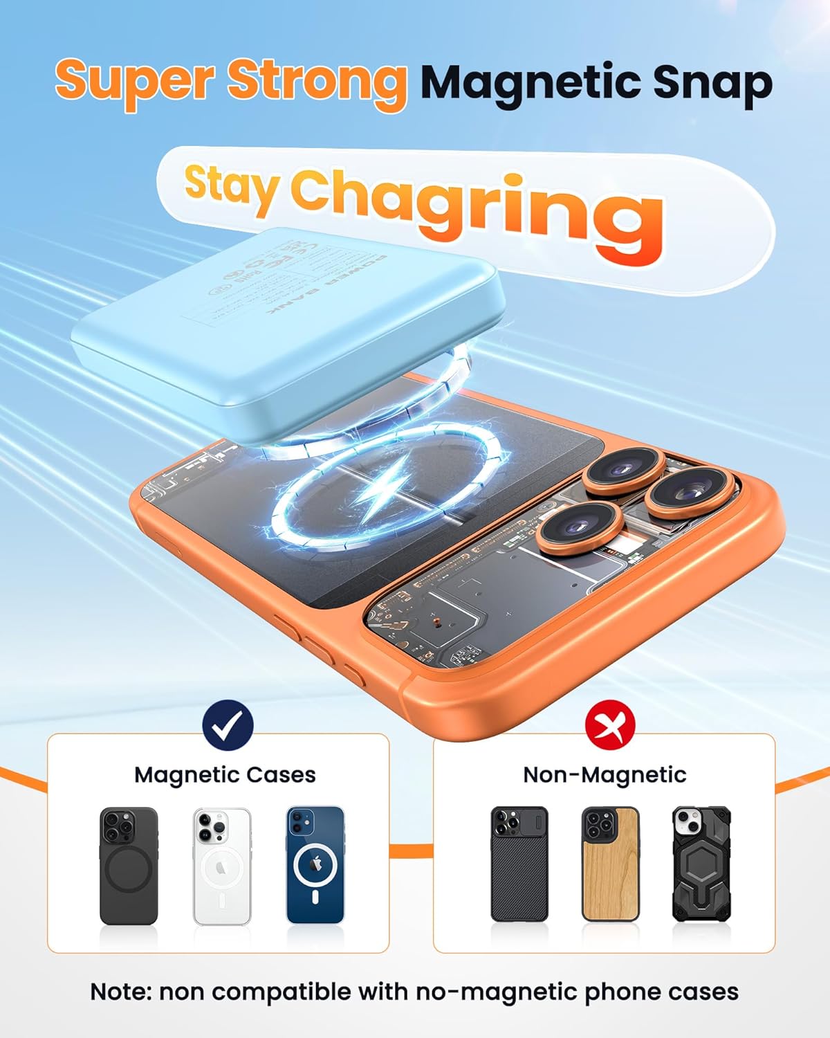 COOAV Para Magsafe Battery Pack 12000mAh Magnetic Power Bank Cargad...