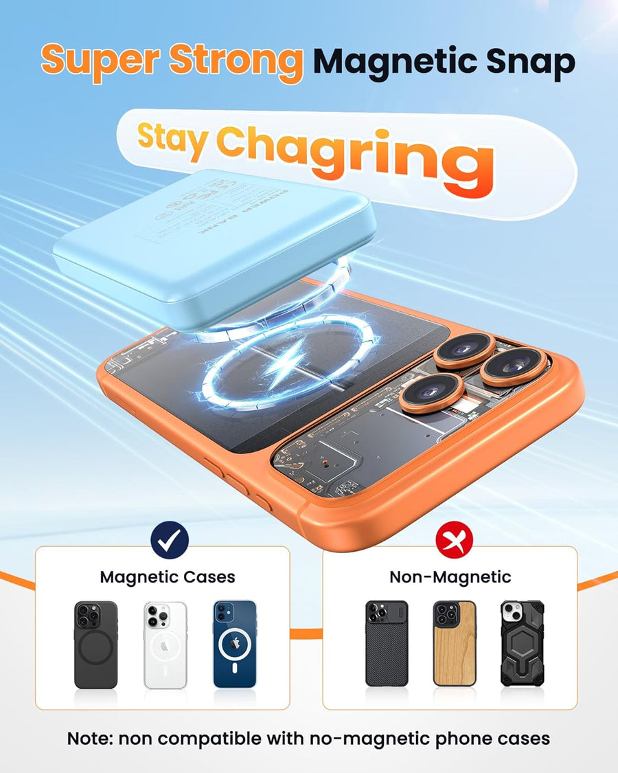 COOAV Para Magsafe Battery Pack 12000mAh Magnetic Power Bank Cargad...