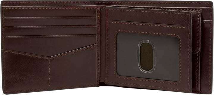 Fossil Men's Derrick Leather RFID-Blocking Bifold with Coin Poc...