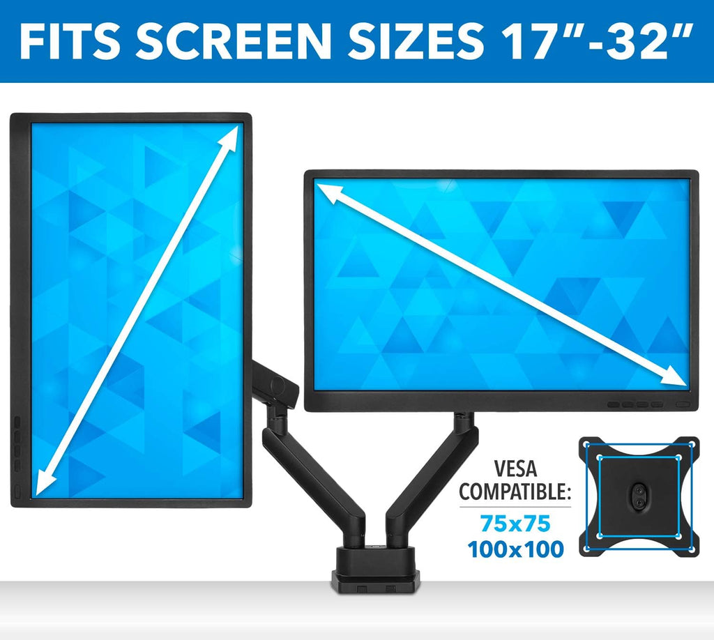 Mount-It! Soporte de escritorio con brazo para monitor doble, pantallas de