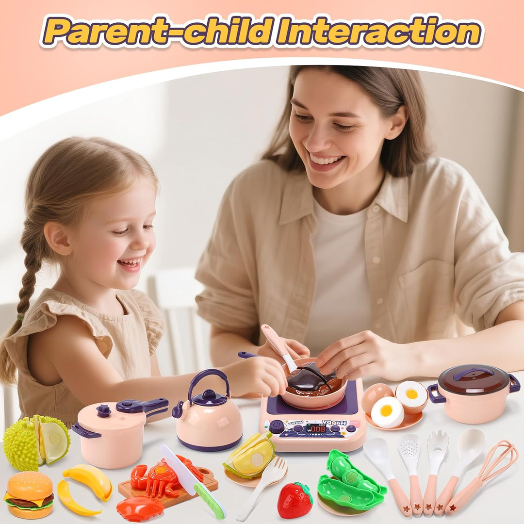 CUTE STONE Accesorios de cocina para niños, juego de ollas y sarten...