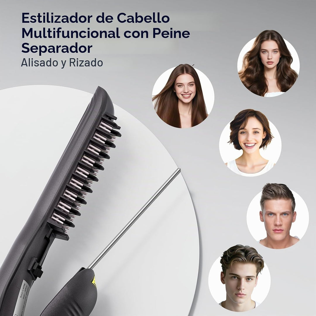 Yiiho Cepillo alisador de cabello, cepillo alisador con púa de secc...