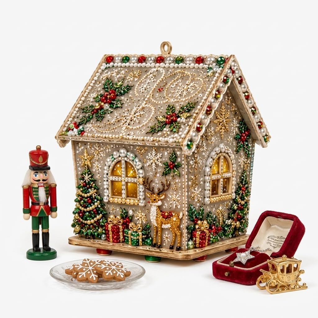 DIY Pearl Art - Colección de Navidad, kit de perlas de cabina de madera 3D