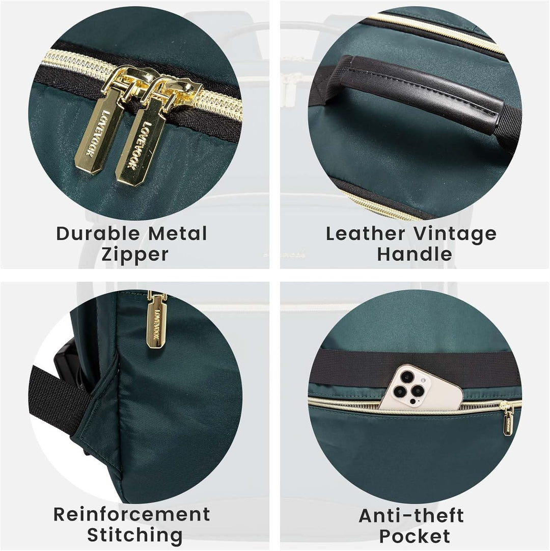 LOVEVOOK Mochila de viaje para llevar en cabina, Verde-negro