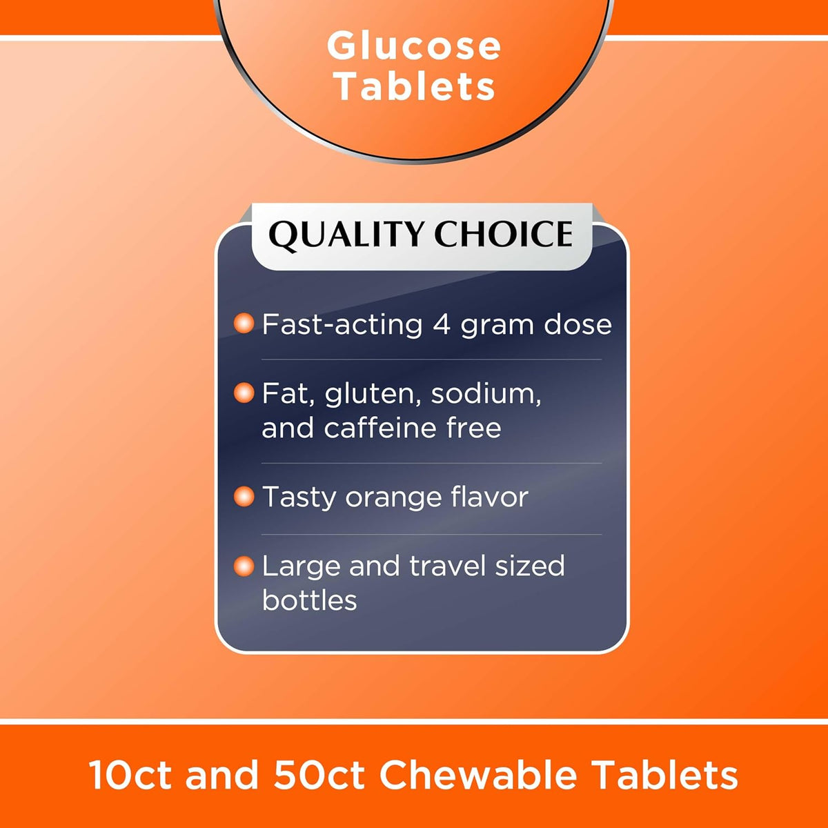 Quality Choice Tabletas de glucosa de acción rápida Sabor naranja 5...
