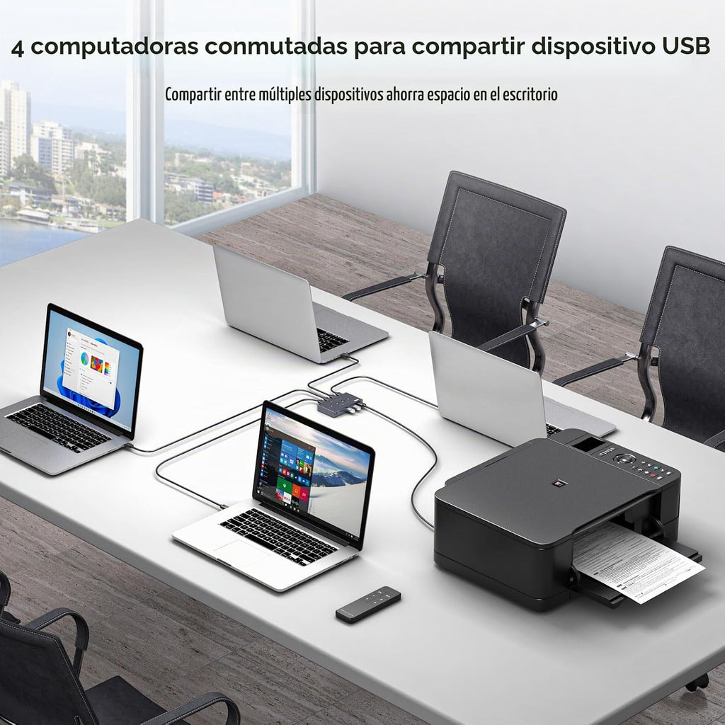 Selector de interruptor USB 3.2 4 computadoras comparten 1 USBC y 3 dispositivos USBA 10Gbps interruptor USB de 4 puertos para compartir teclado, ratón, impresora, escáner con cable, control remoto y