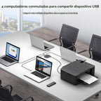 Selector de interruptor USB 3.2 4 computadoras comparten 1 USBC y 3 dispositivos USBA 10Gbps interruptor USB de 4 puertos para compartir teclado, ratón, impresora, escáner con cable, control remoto y