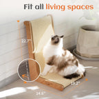 Rascador vertical para gatos de sisal en forma de L, madera