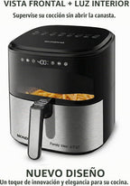 Mondial Air Fryer Digital 5.3 litros (5.3QT) - Freidora eléctrica con pantalla y acabado de acero inoxidable - 1800W - Negro