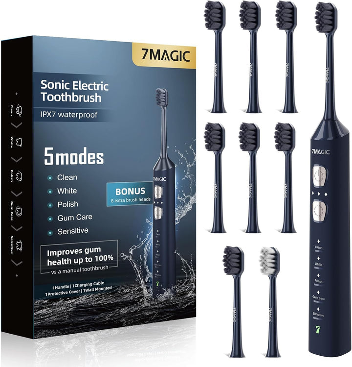 7MAGIC - Cepillo de dientes eléctrico sónico, tiempo de funcionamie...
