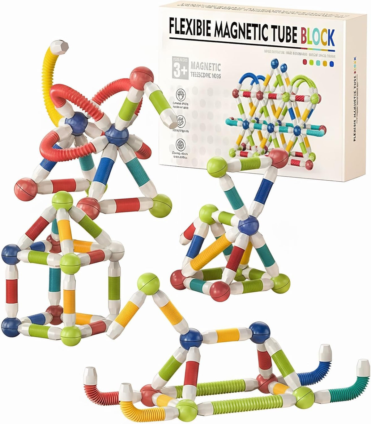 Juguetes Montessori magnéticos extensibles, 85 piezas, para niños y niñas