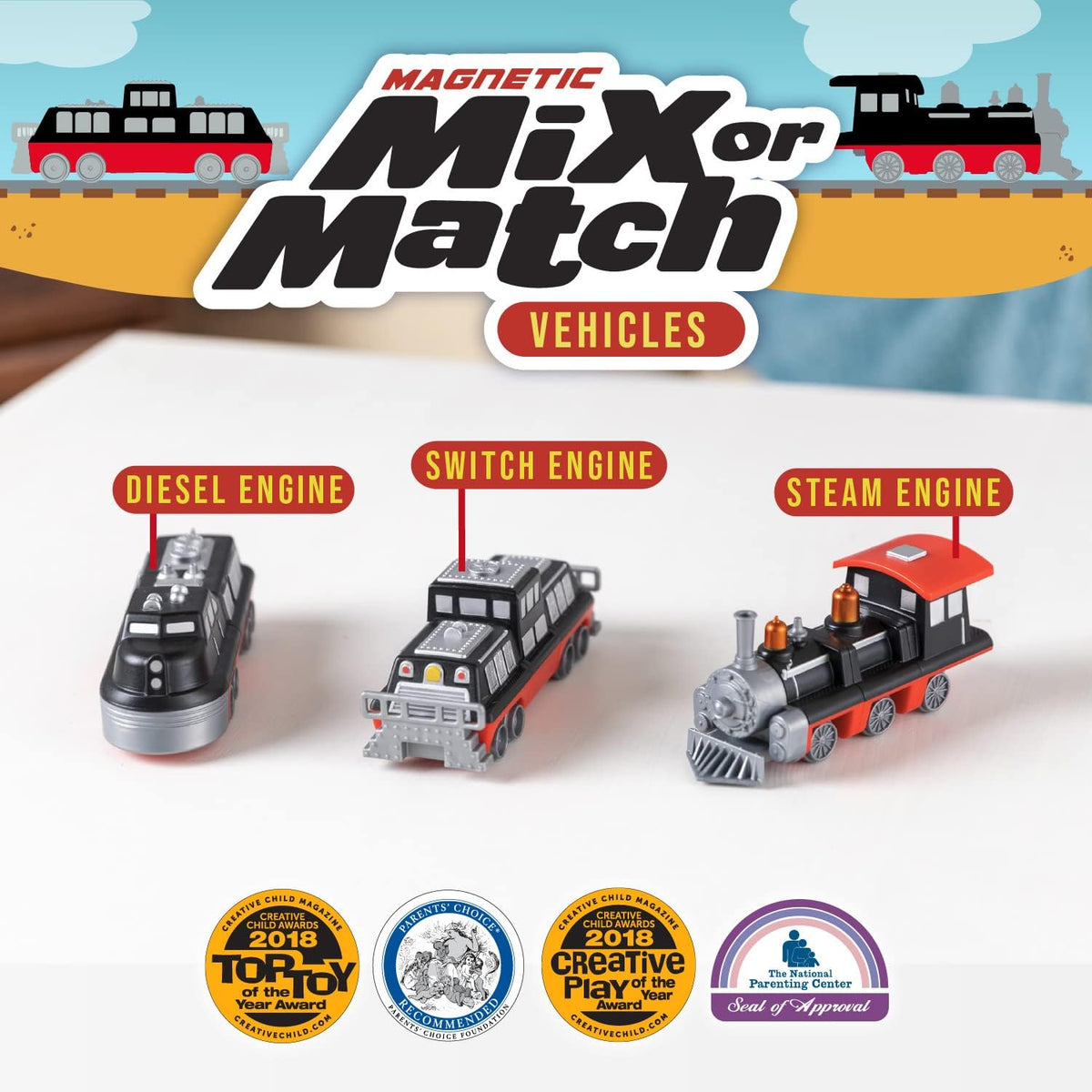 POPULAR PLAYTHINGS Vehículos magnéticos para mezclar o combinar