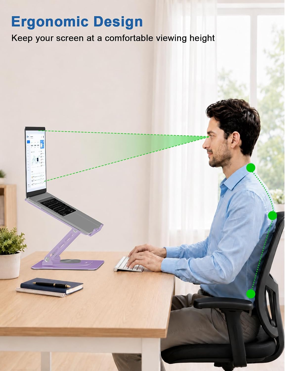 Aoviho Soporte ajustable para computadora portátil – Elevador girat...