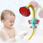 taseyok Juguetes de baño para niños pequeños, juguetes de bañera para bebés con rociadores de ducha de elefante y pista deslizante, juguetes de animales flotantes de pesca, juguetes creativos para