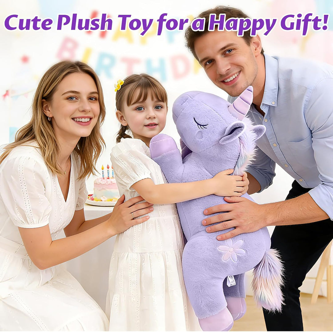 Peluche de unicornio morado gigante de 32 pulgadas, almohada de cue...