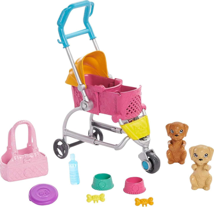 Barbie Muñeca de Paseo de Perros &amp; Accesorios, Juego Stroll &am...