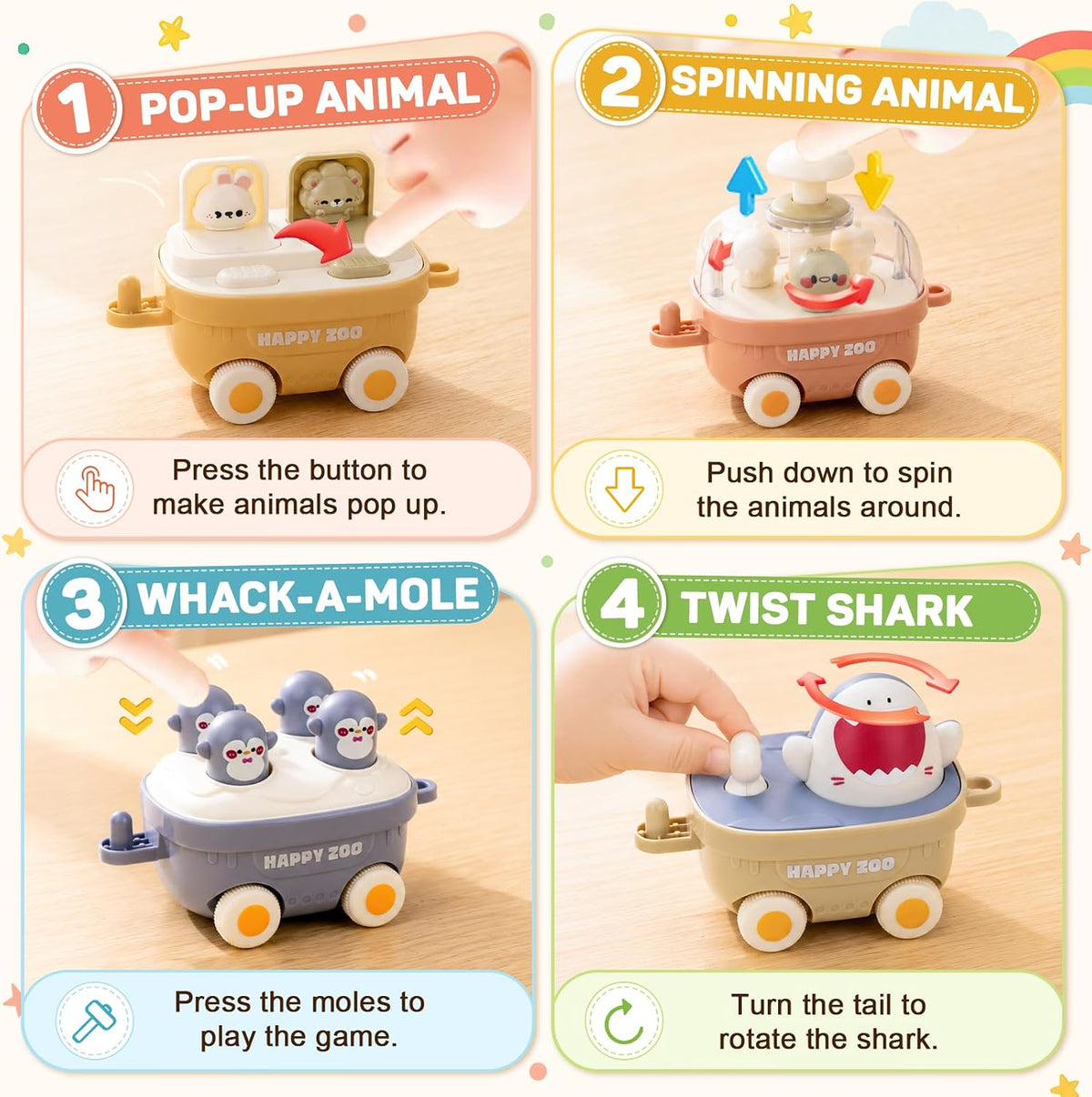 Juego de tren de animales para niños pequeños de 3 a 8 años